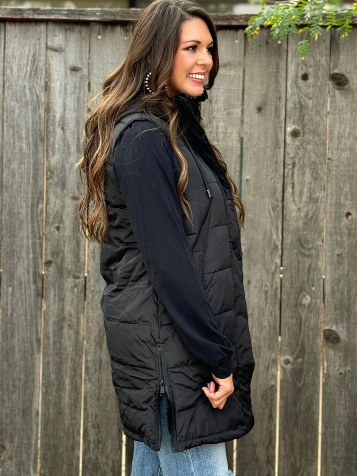 Alice Long Black Puffer Vest