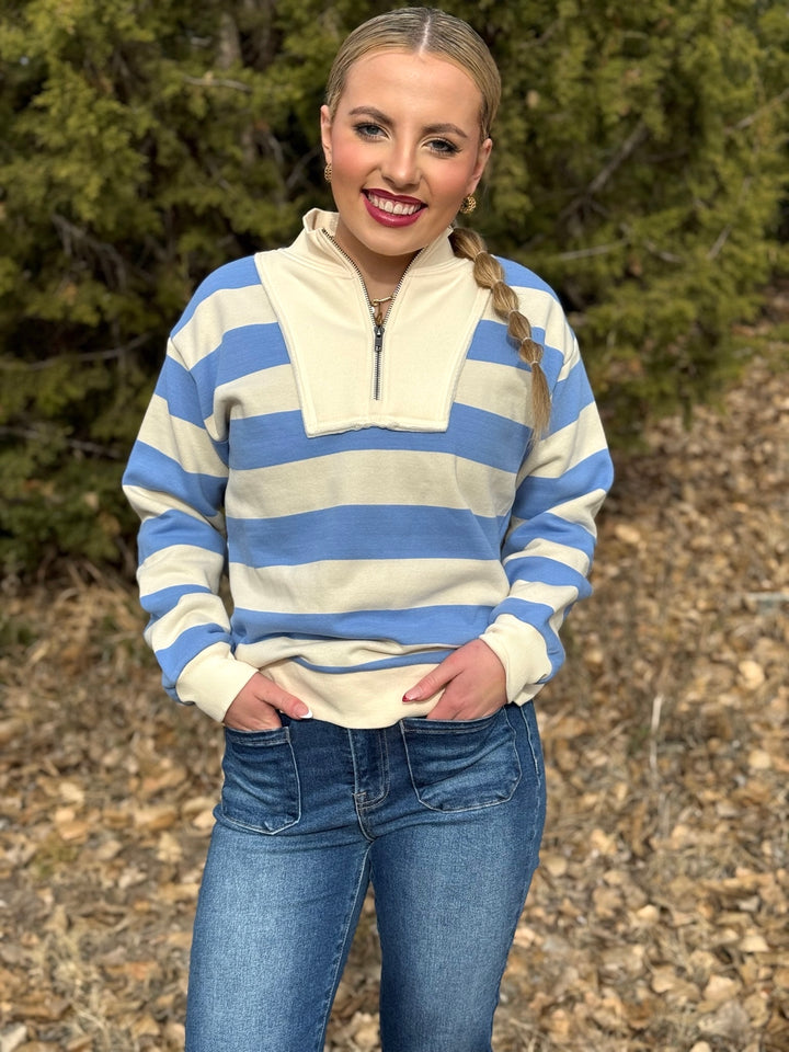 Whitney Striped Quarter Zip Pullover
