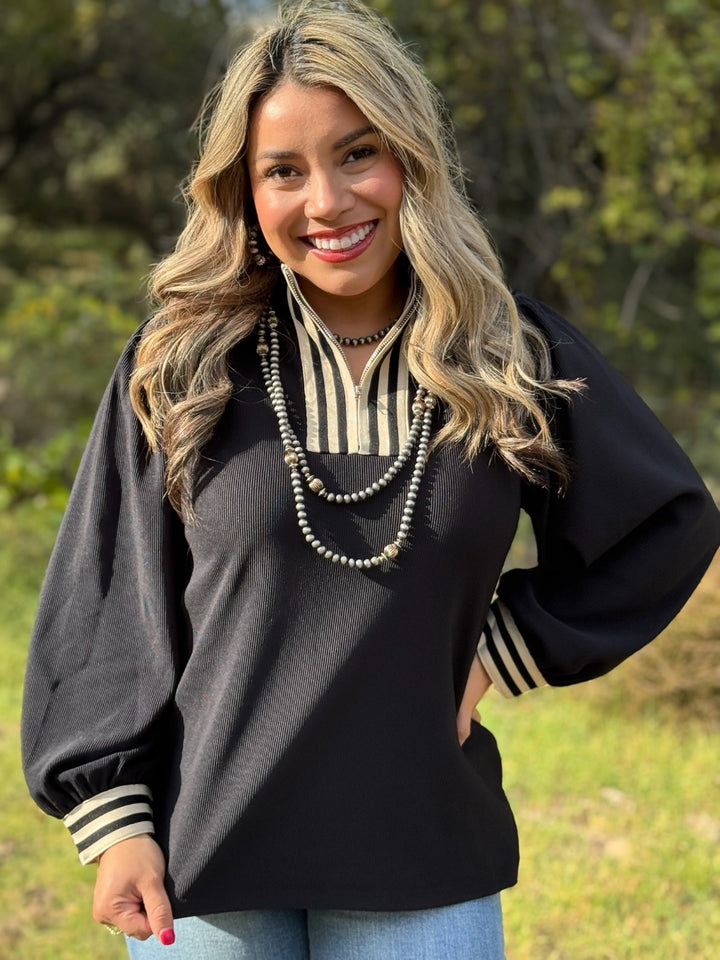 Jonna Black 1/4 Zip Top
