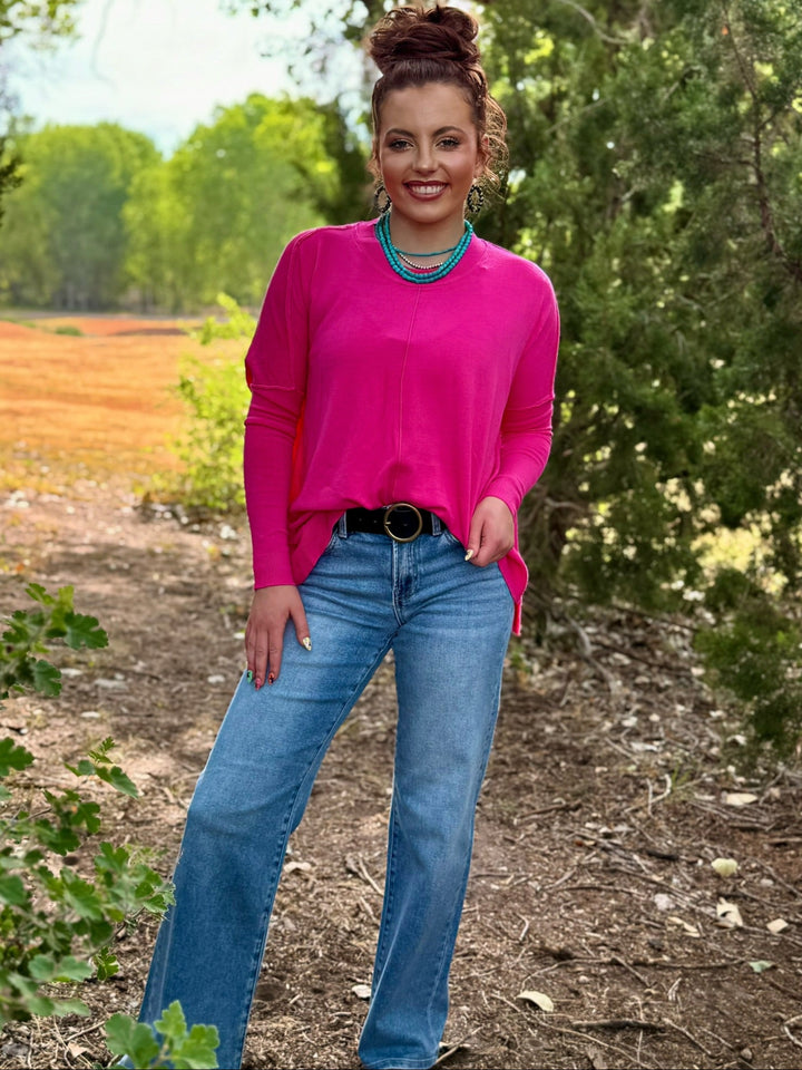 Sutton Drop Shoulder Pink Sweater