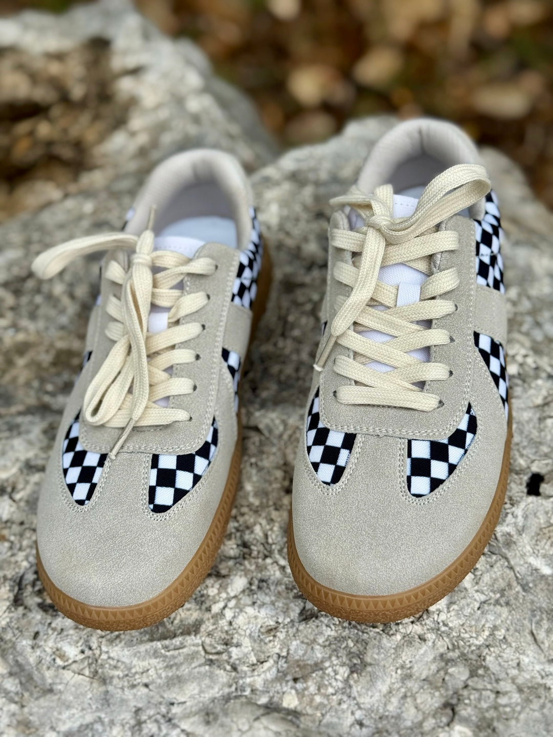 Black and White Checked Sneakers