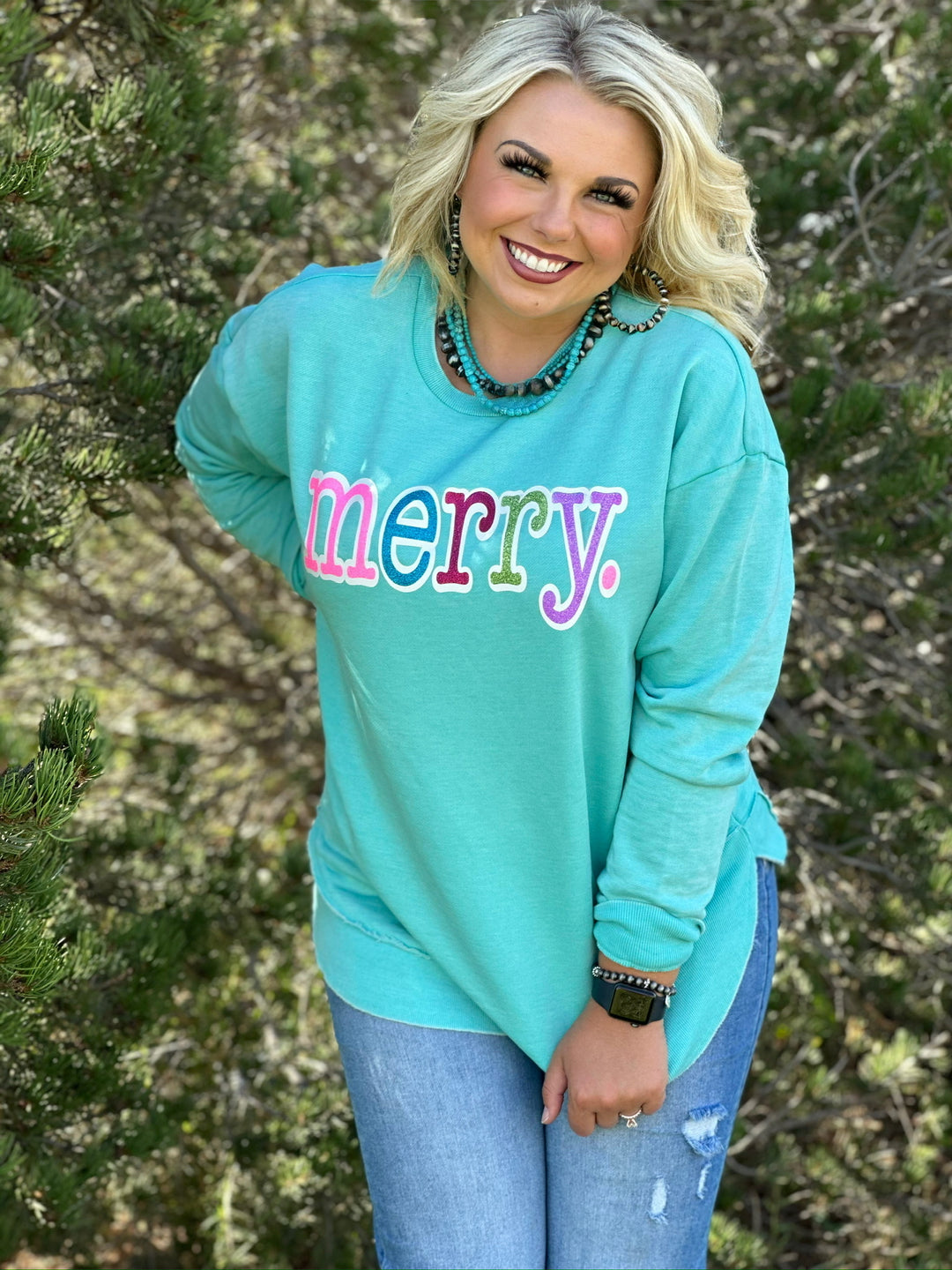 Merry Blue Poncho Sweatshirt by Texas True Threads
