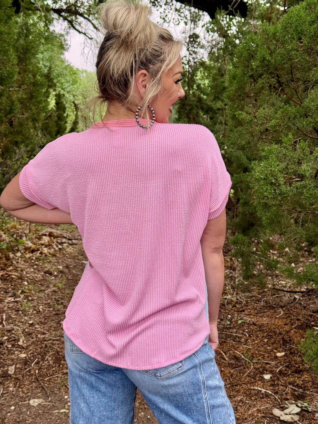 Bubblegum Pink Ribbed Top