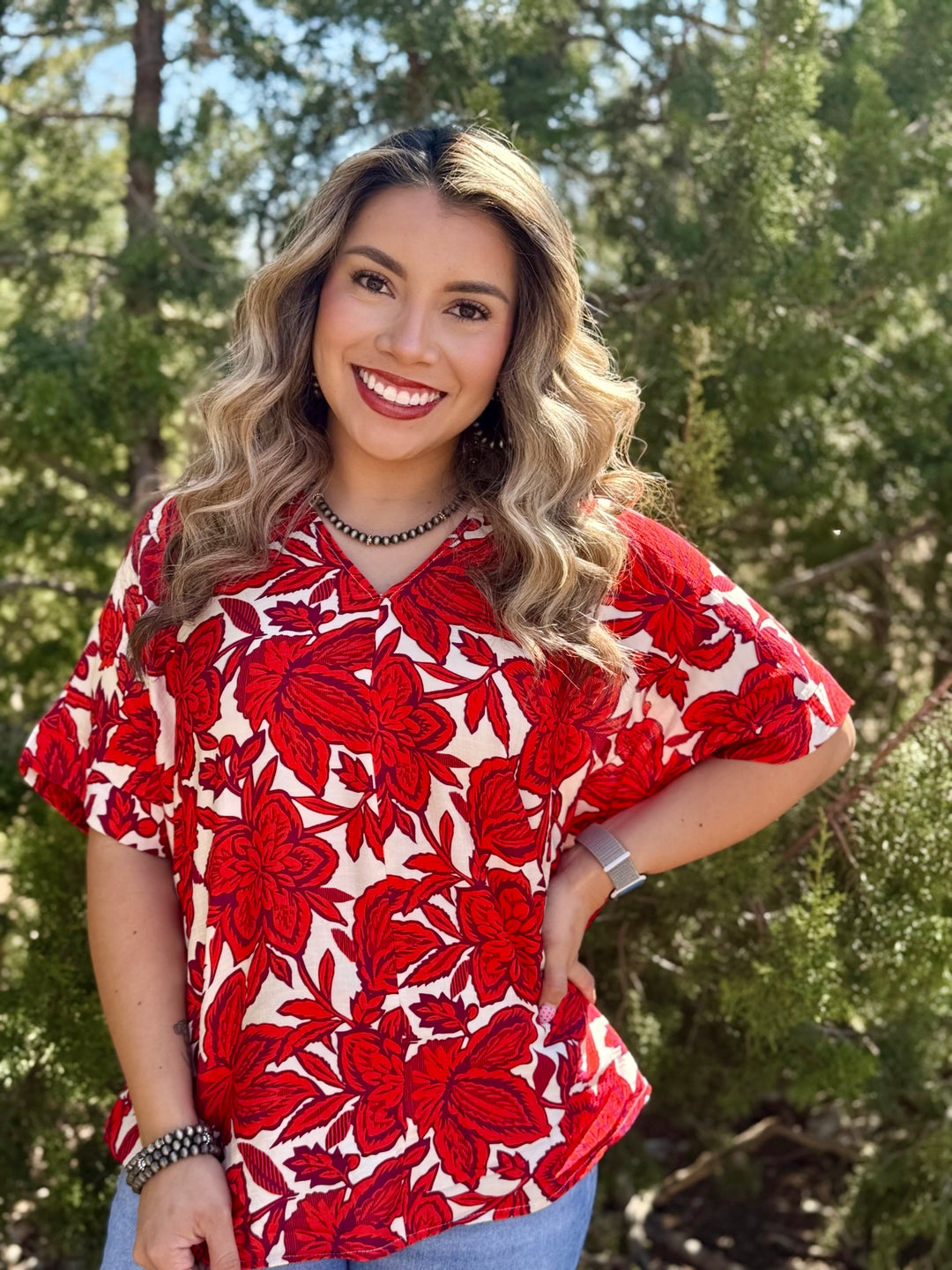 Aster Floral V-Neck Top