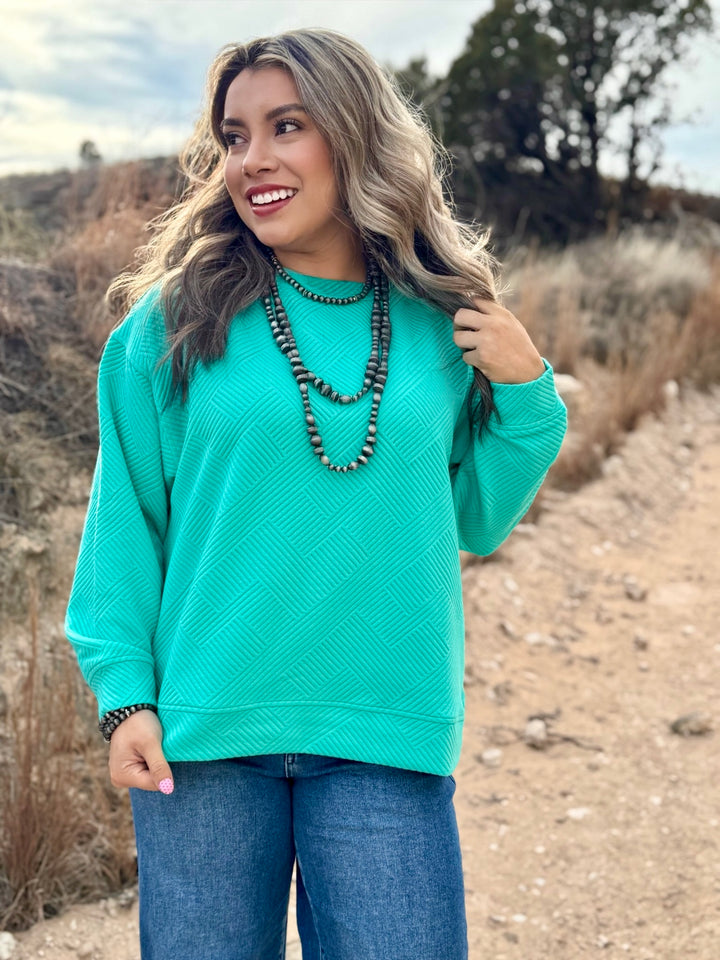 Baylen Turquoise Textured Top