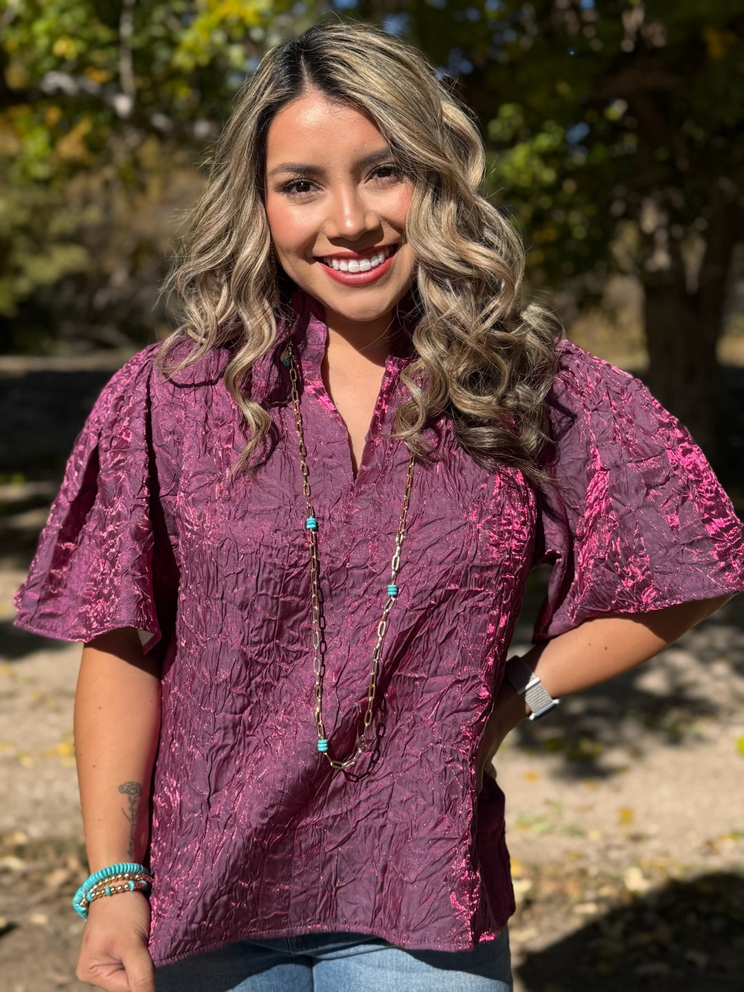 Leslee Iridescent Purple Top