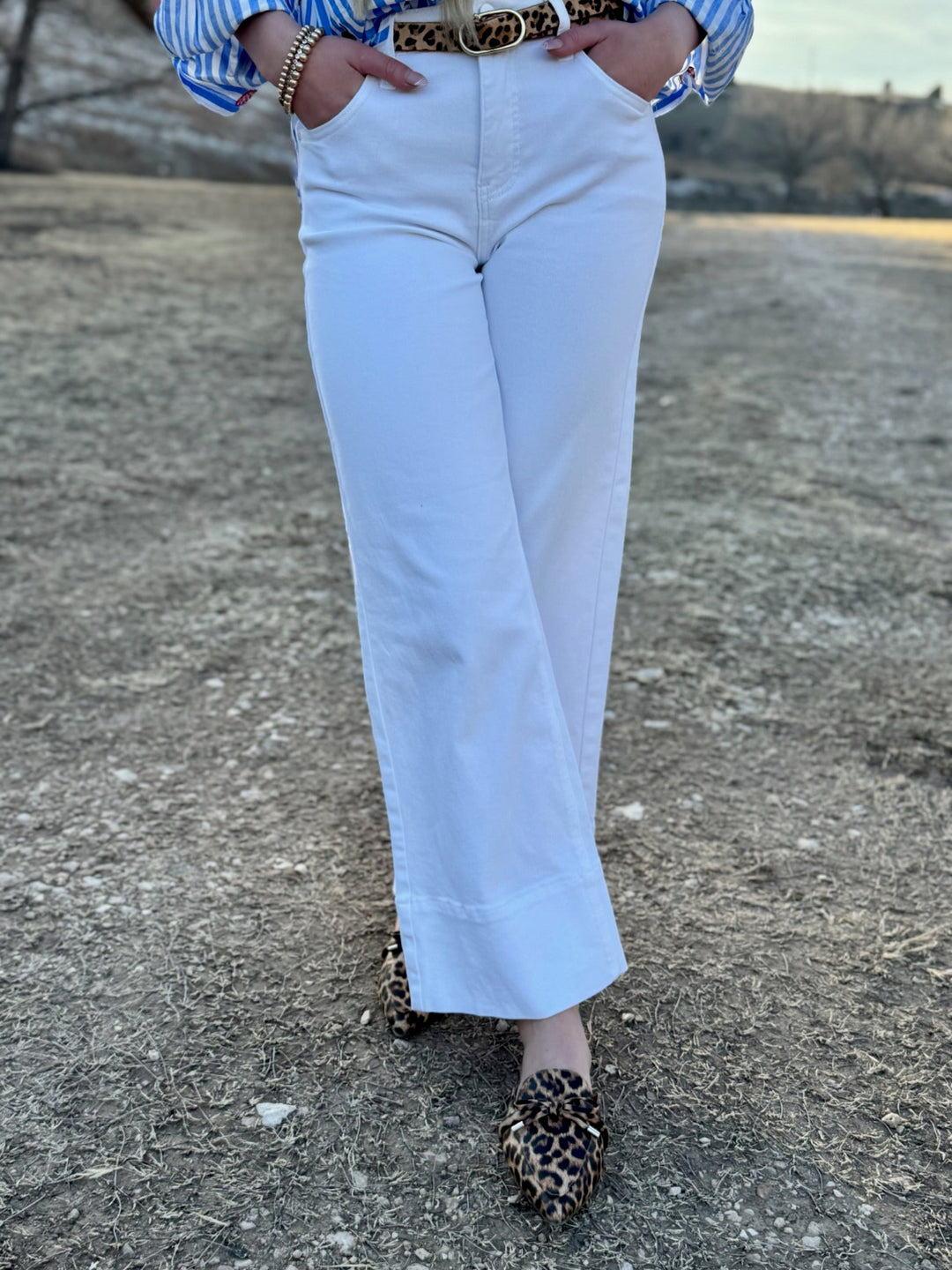 Kaslyn White Wide Leg Jean by Risen