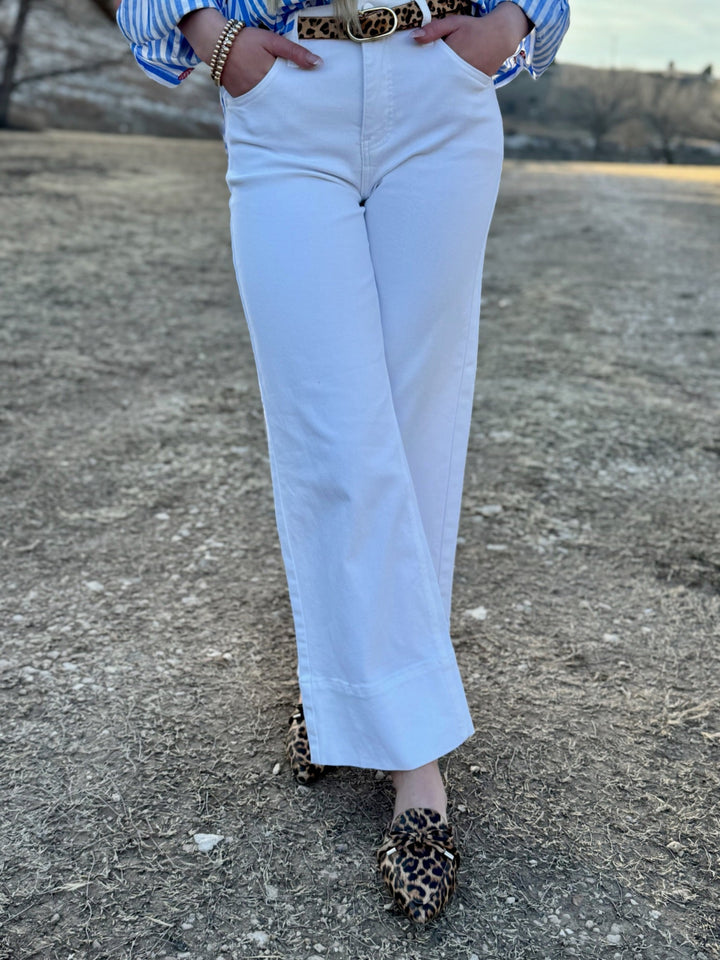 Kaslyn White Wide Leg Jean by Risen