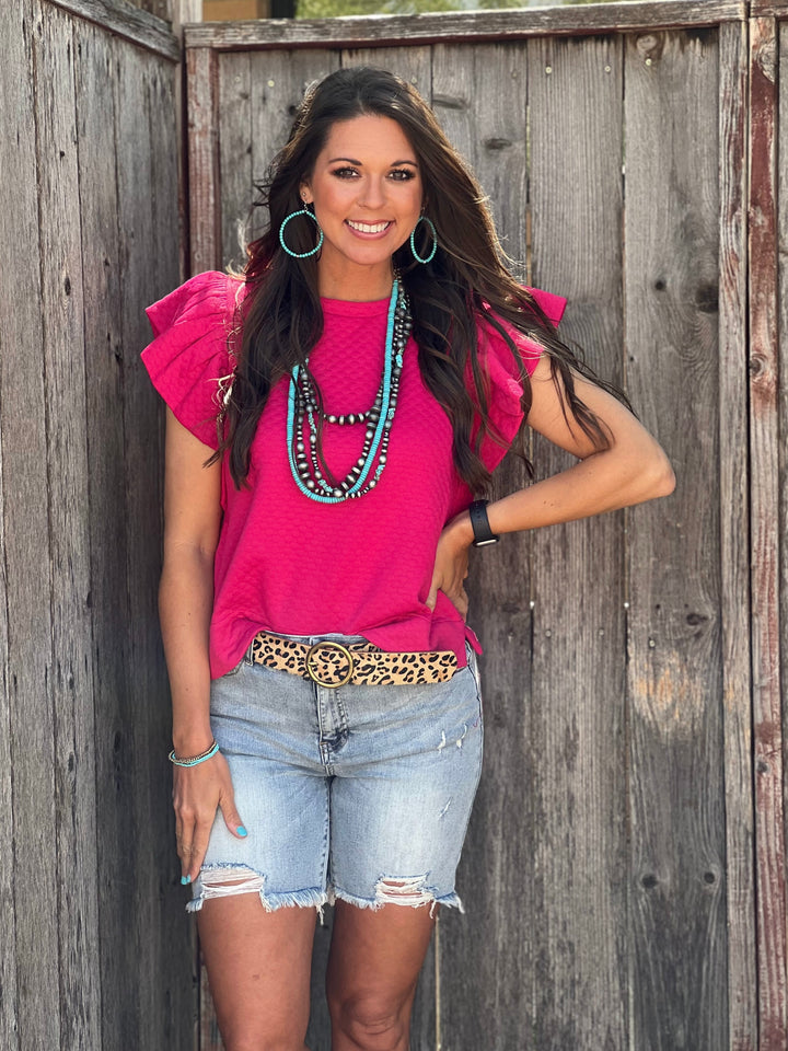 Brinlee Pink Bubble Blouse