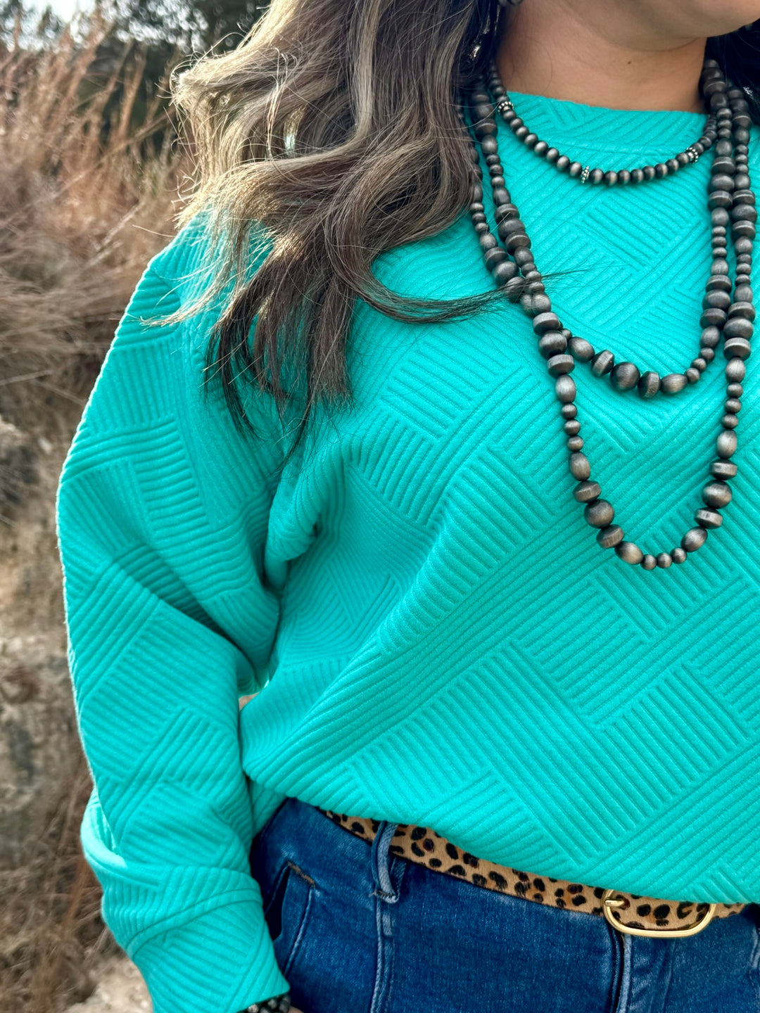 Baylen Turquoise Textured Top