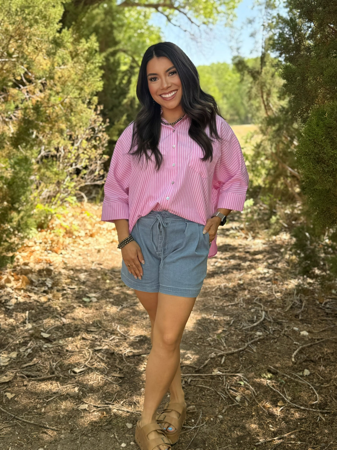 Pink & White Dolman Sleeve Top