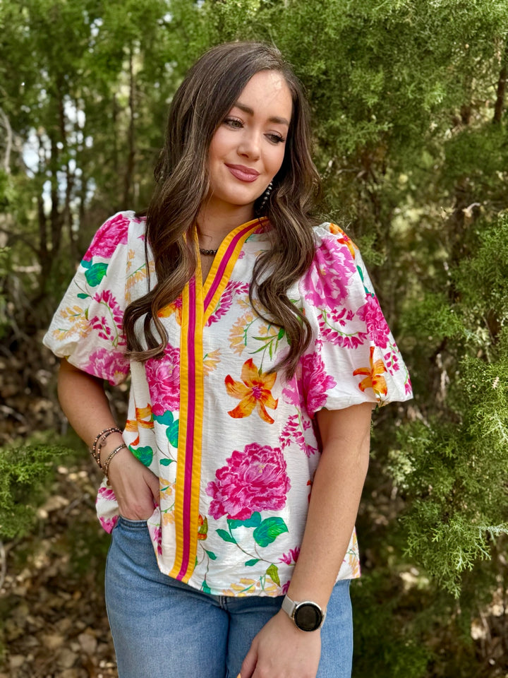 Time Stands Still Pink Floral Top
