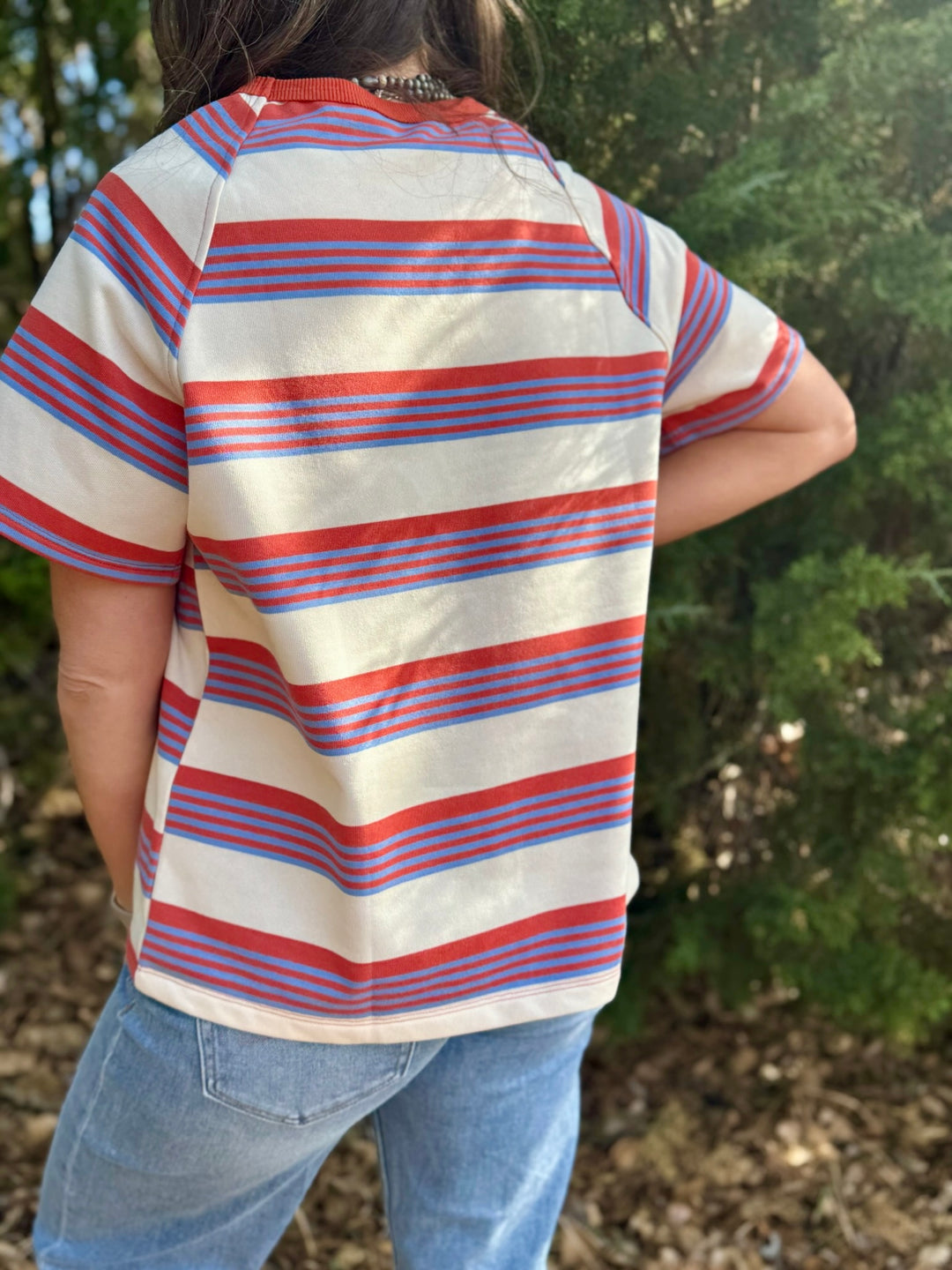 Randi Rust & Blue Striped Top