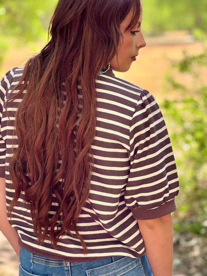 Belinda Brown Striped Top