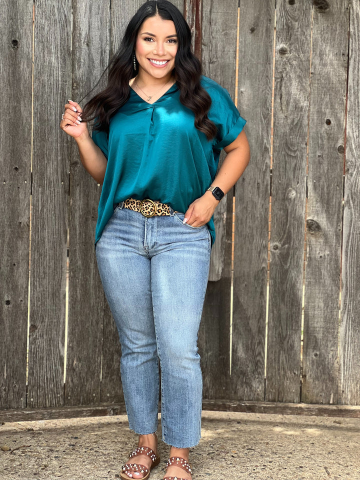 Monique Dark Teal Drop Shoulder Blouse