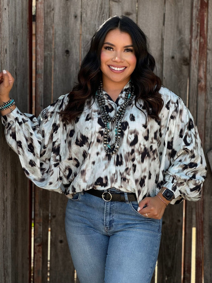 Tamara White & Black Button Down Top