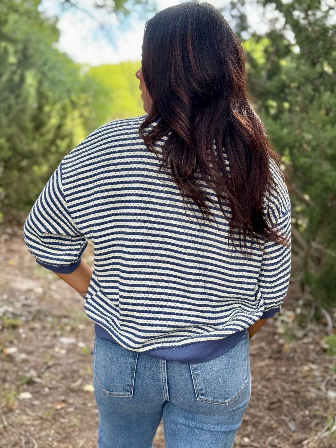 Kelsey Blue & White Striped Top