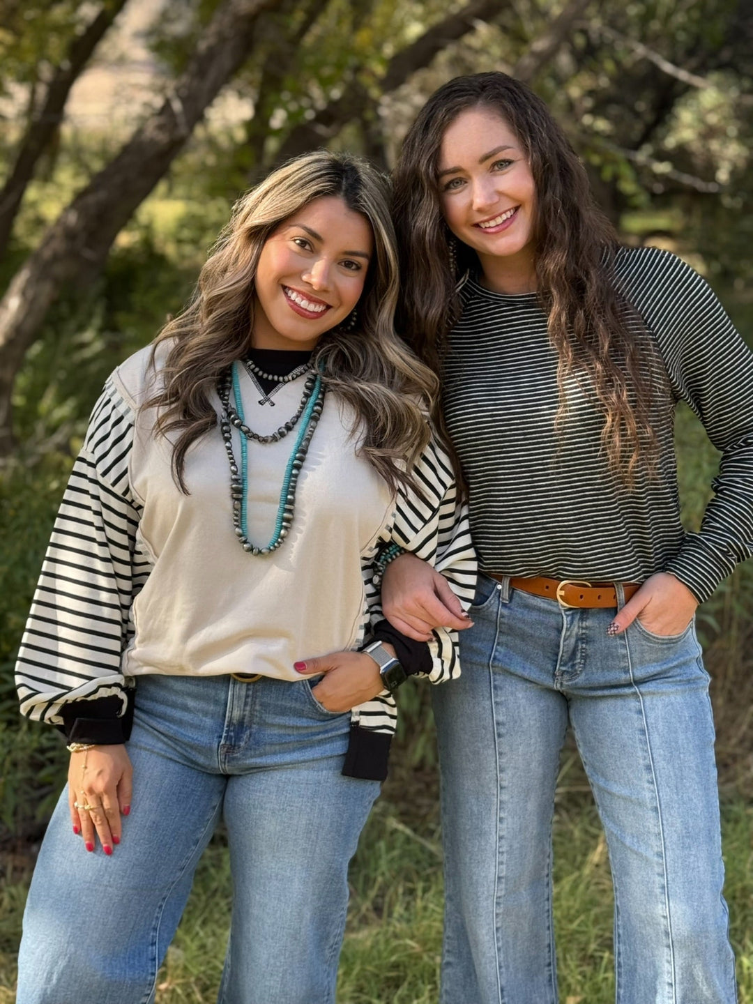 Melody Black & White Striped Basic Top