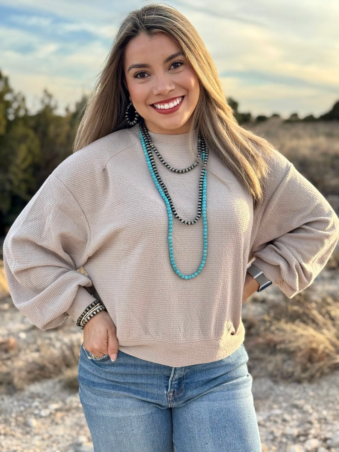 Chandler Tan Textured Top