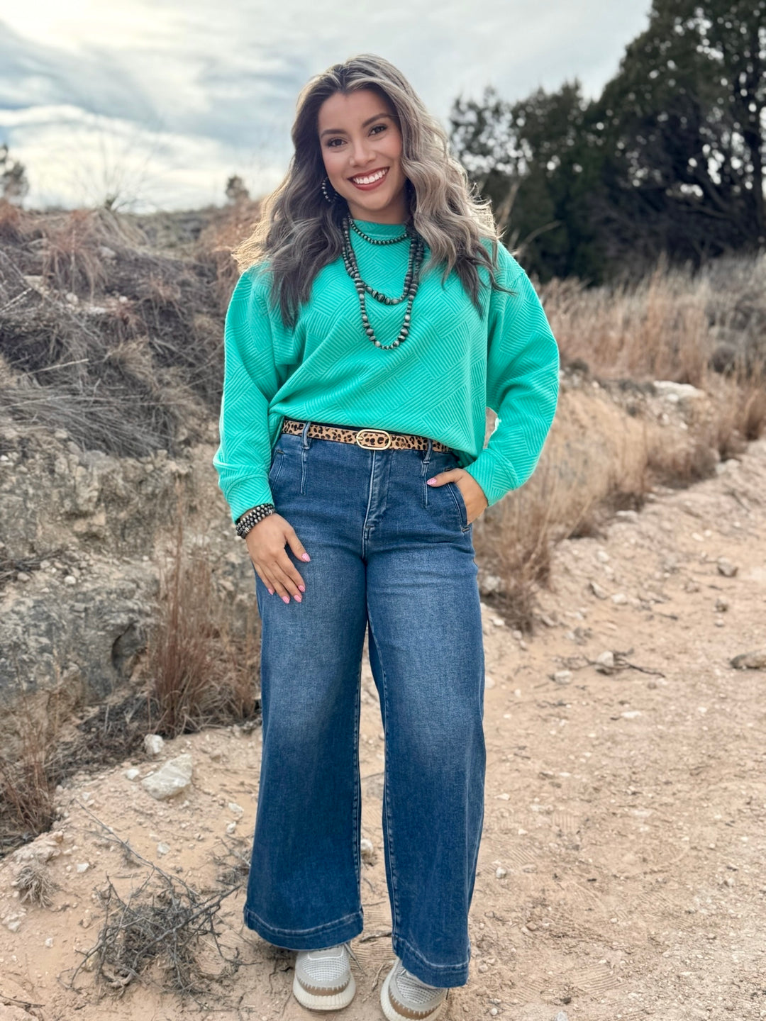 Baylen Turquoise Textured Top