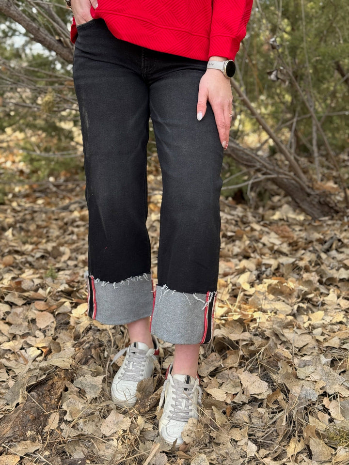 Marissa Black Tummy Control Crop Cuffed Jean