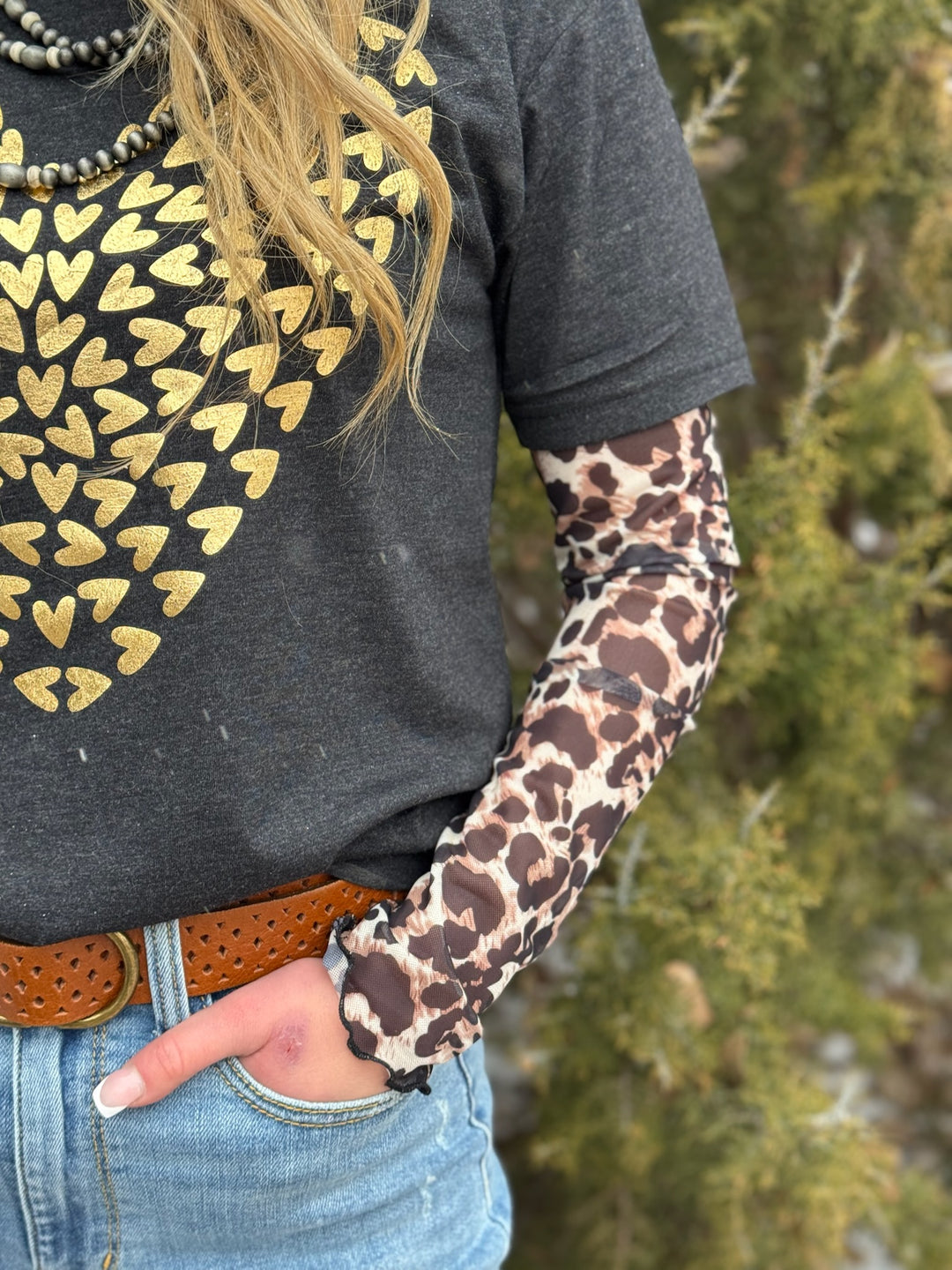 Chesney Brown Leopard Mesh Top