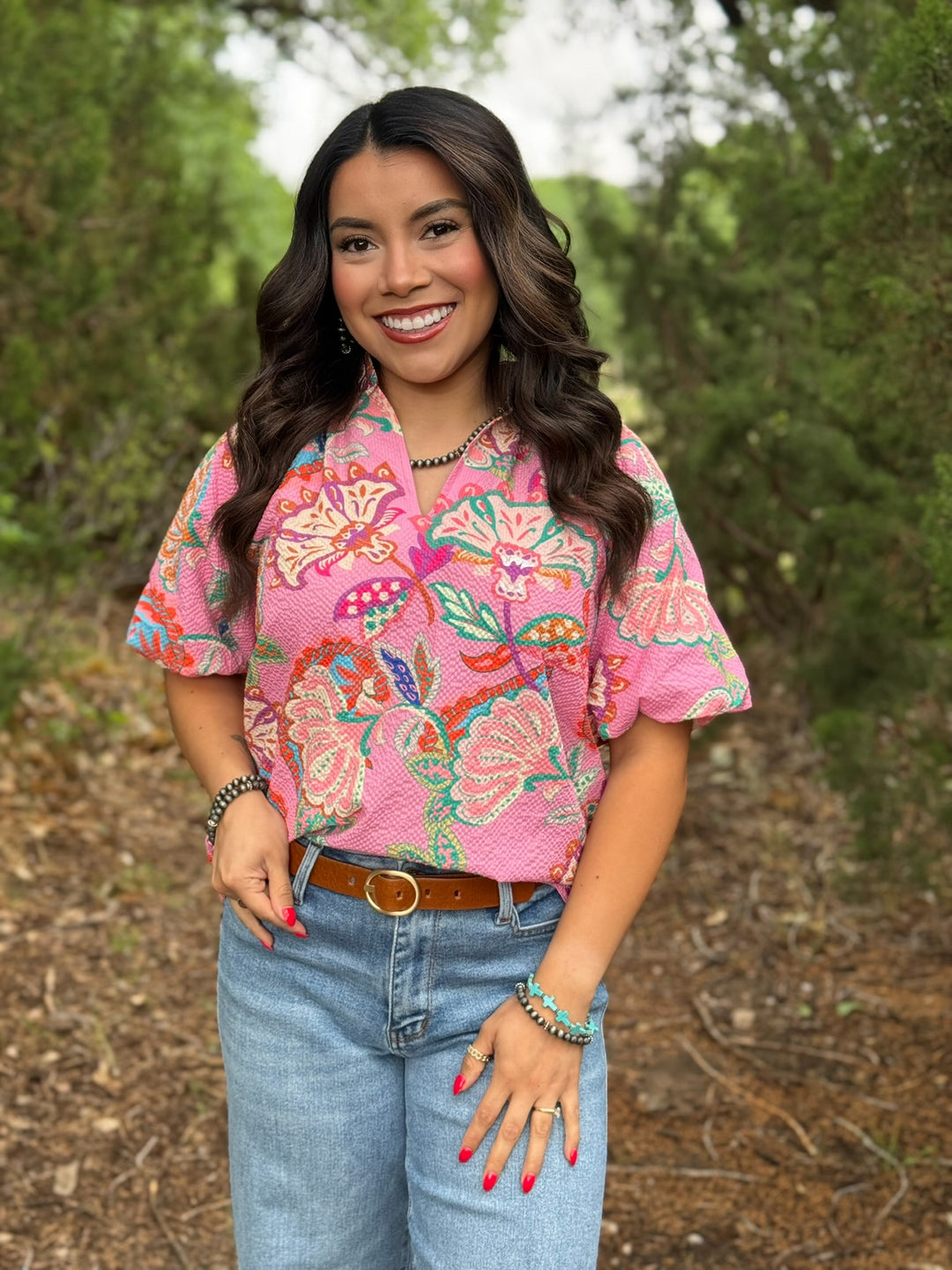 Blush & Bloom Scalloped Hem Blouse