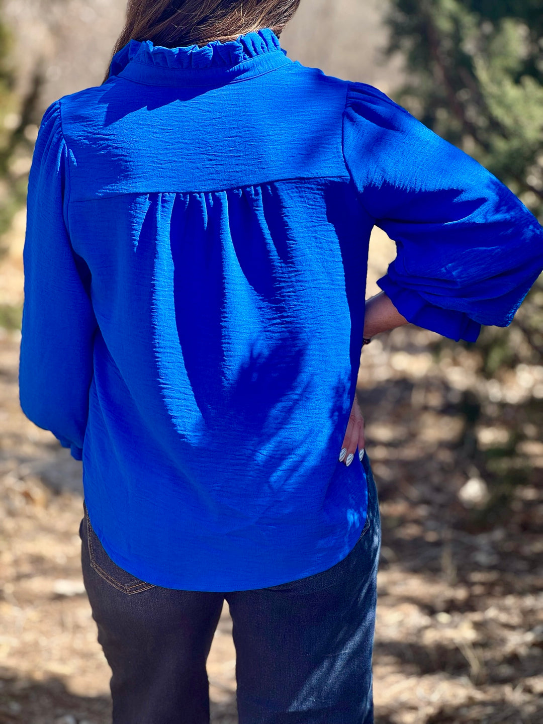 Indie Blue Button Up Blouse