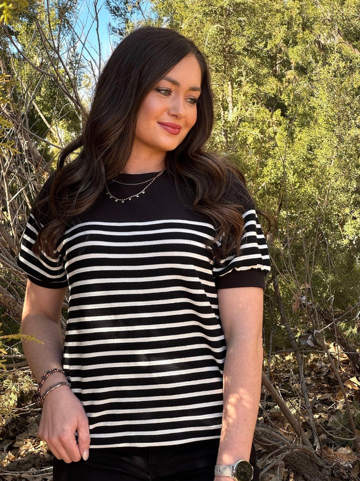 Margaret Black & White Striped Top