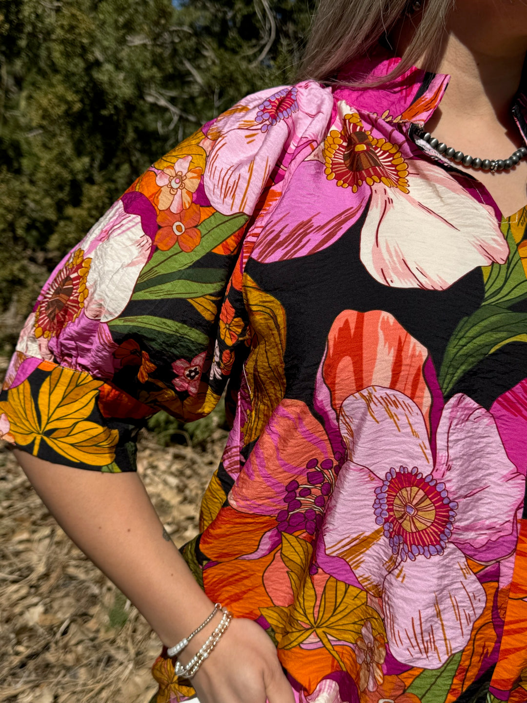 Wild Blooms V-Neck Blouse