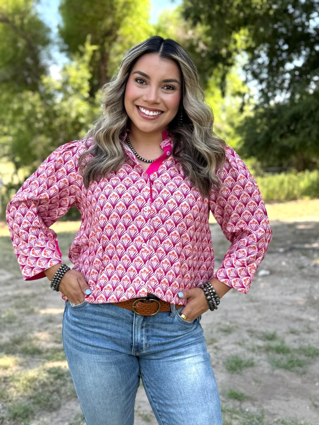 Petal Pop Button Up Blouse