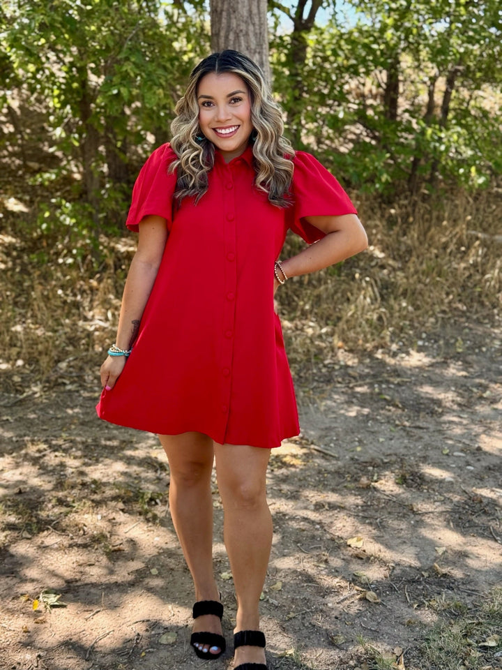 Lana Red Button Down Dress