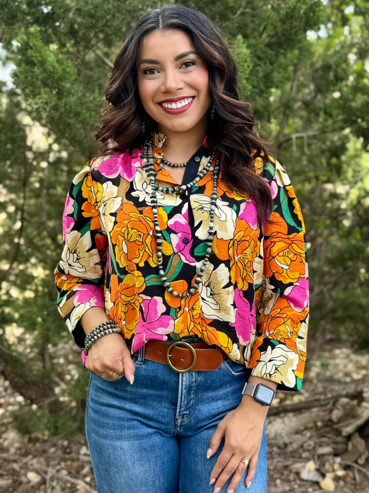 Floral Tropical Button Up Top