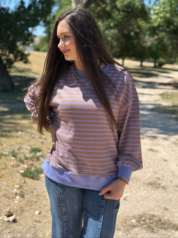 Jess Purple & Brown Striped Top