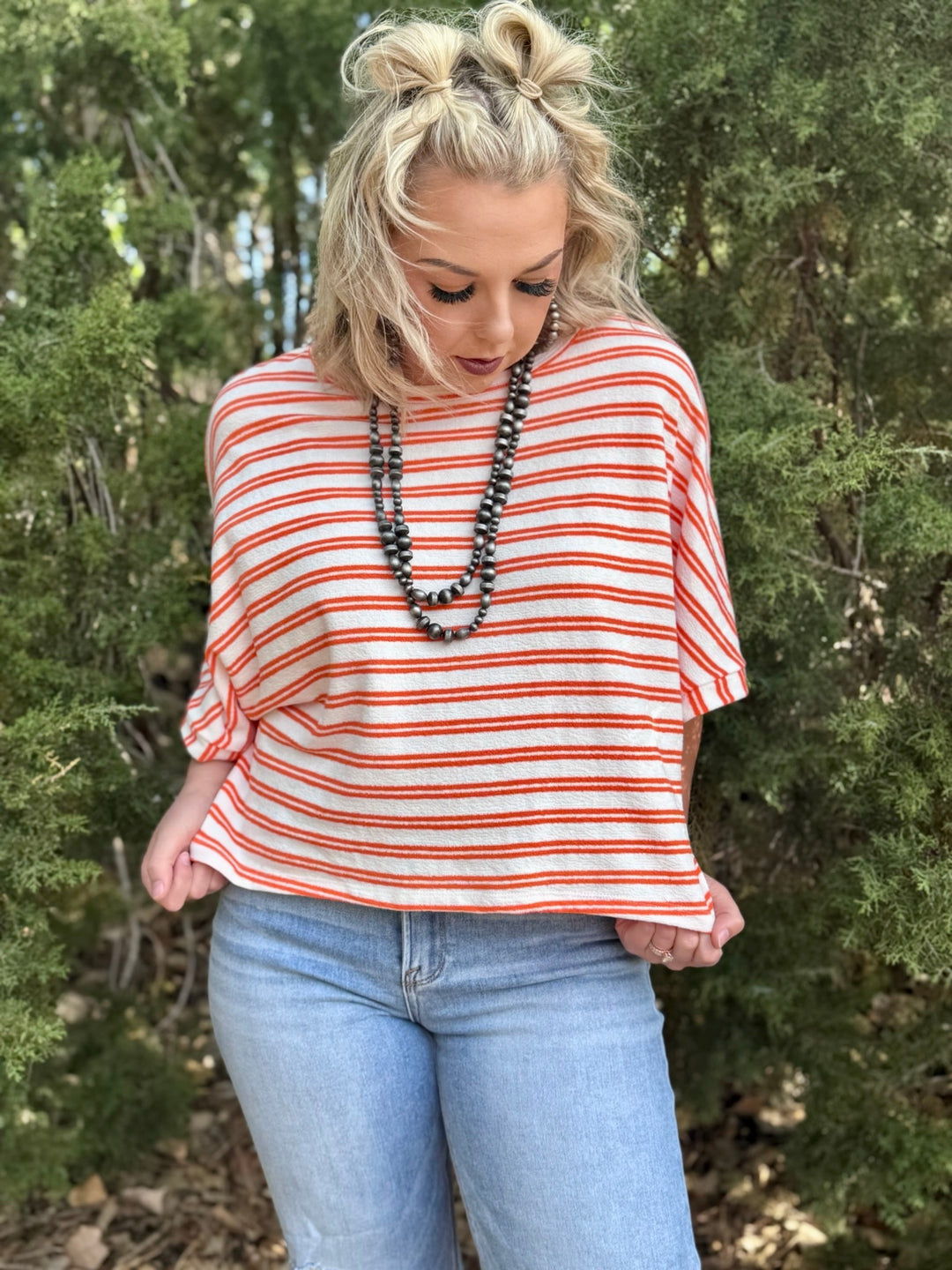 Nora Orange & White Top