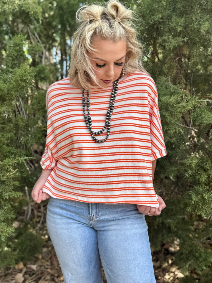 Nora Orange & White Top