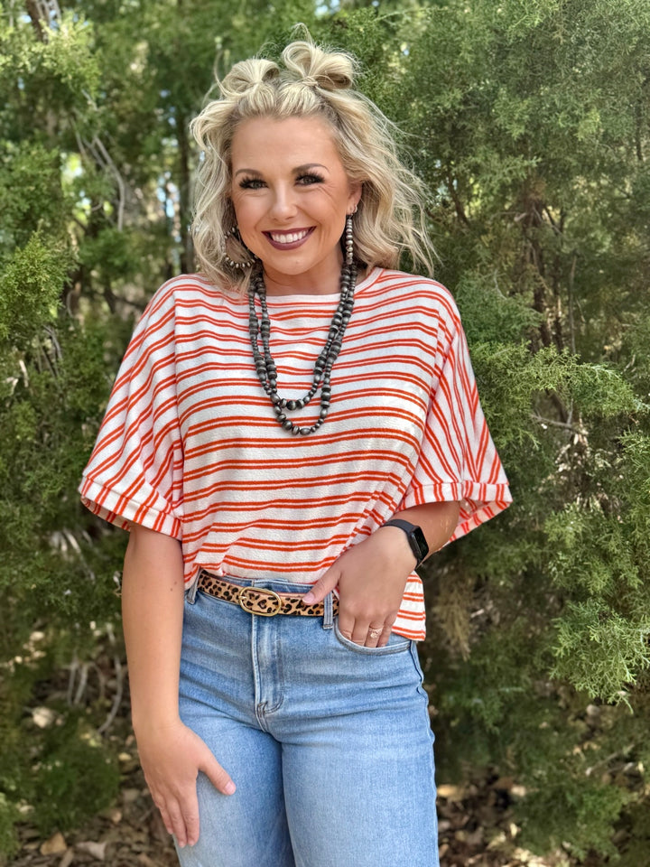 Nora Orange & White Top