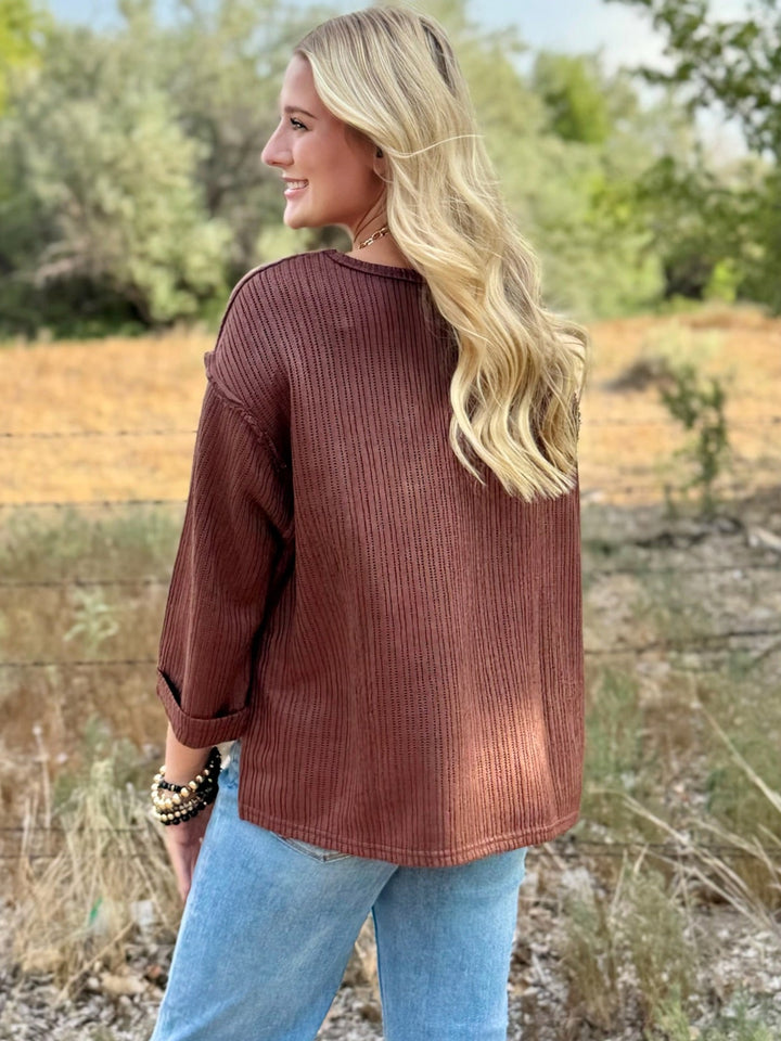 Cashlee Brown Ribbed Sweater
