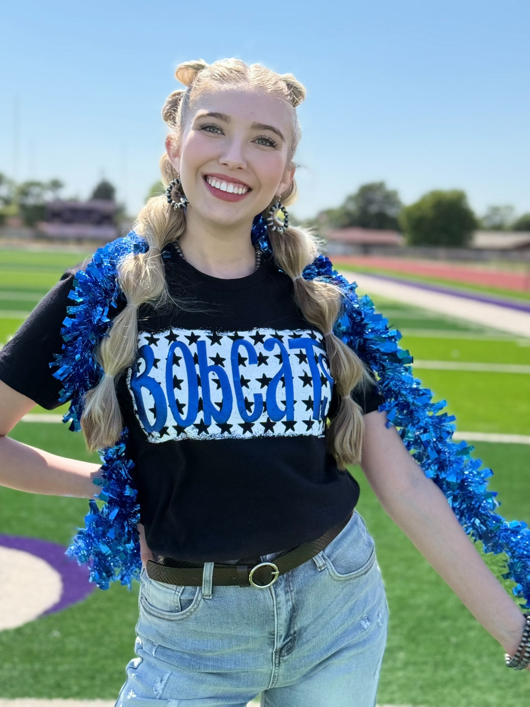 Metallic Puff Mascot with Stars Tee by Texas True Threads
