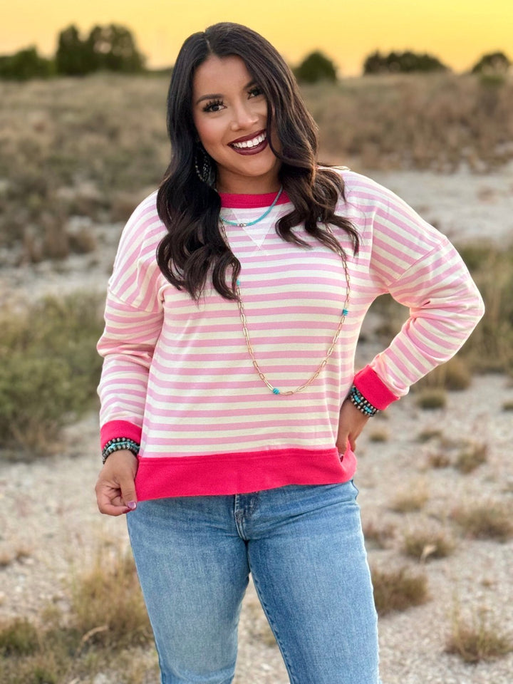 Kenna Pink & Cream Striped Top