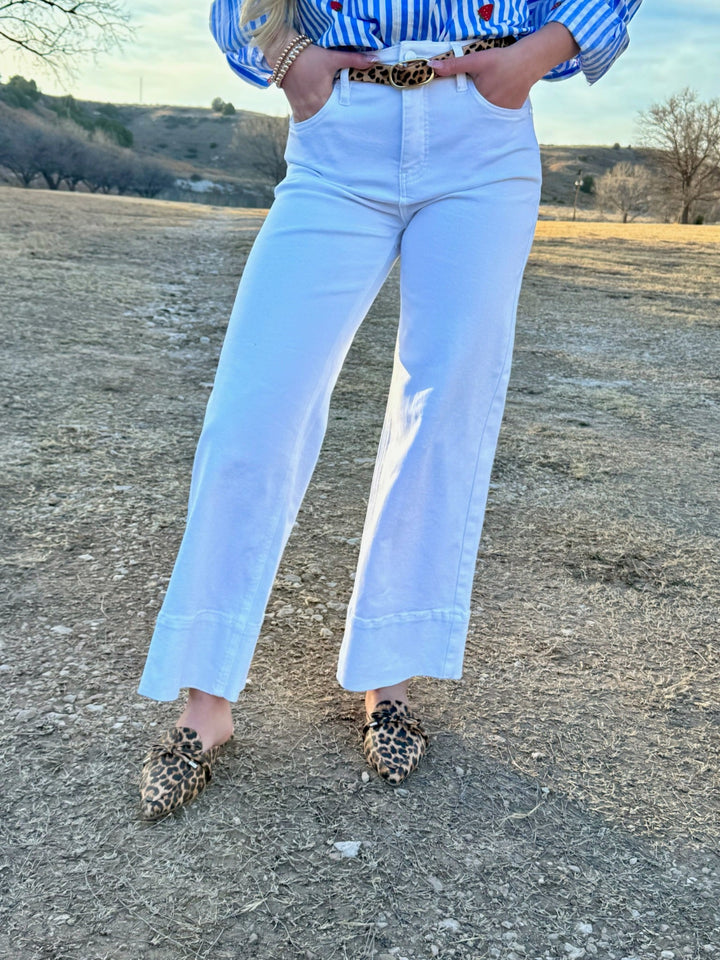 Kaslyn White Wide Leg Jean by Risen