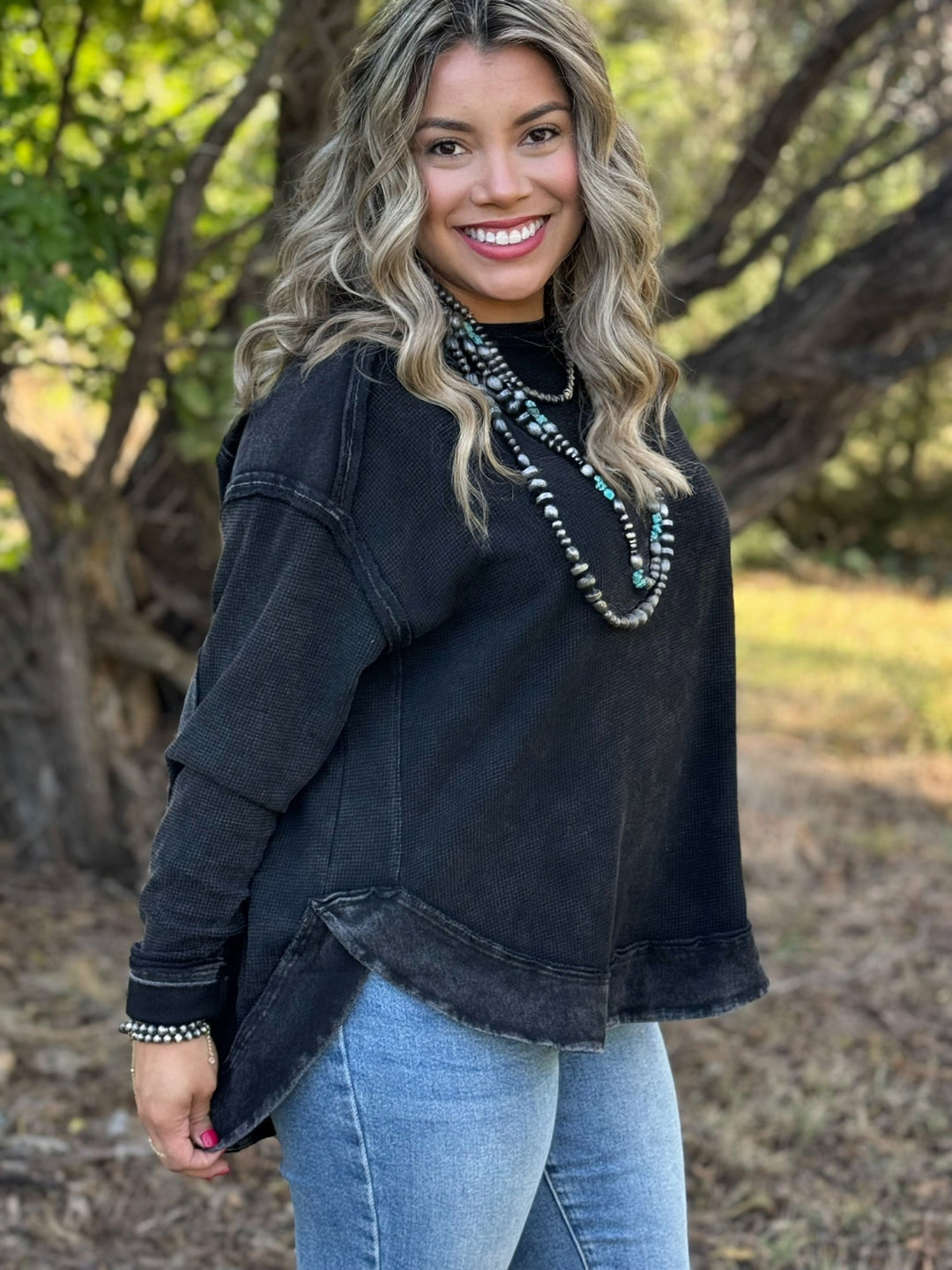 Melissa Black Mineral Wash Top