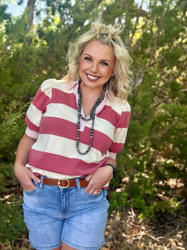 Juliette Mauve Striped Top