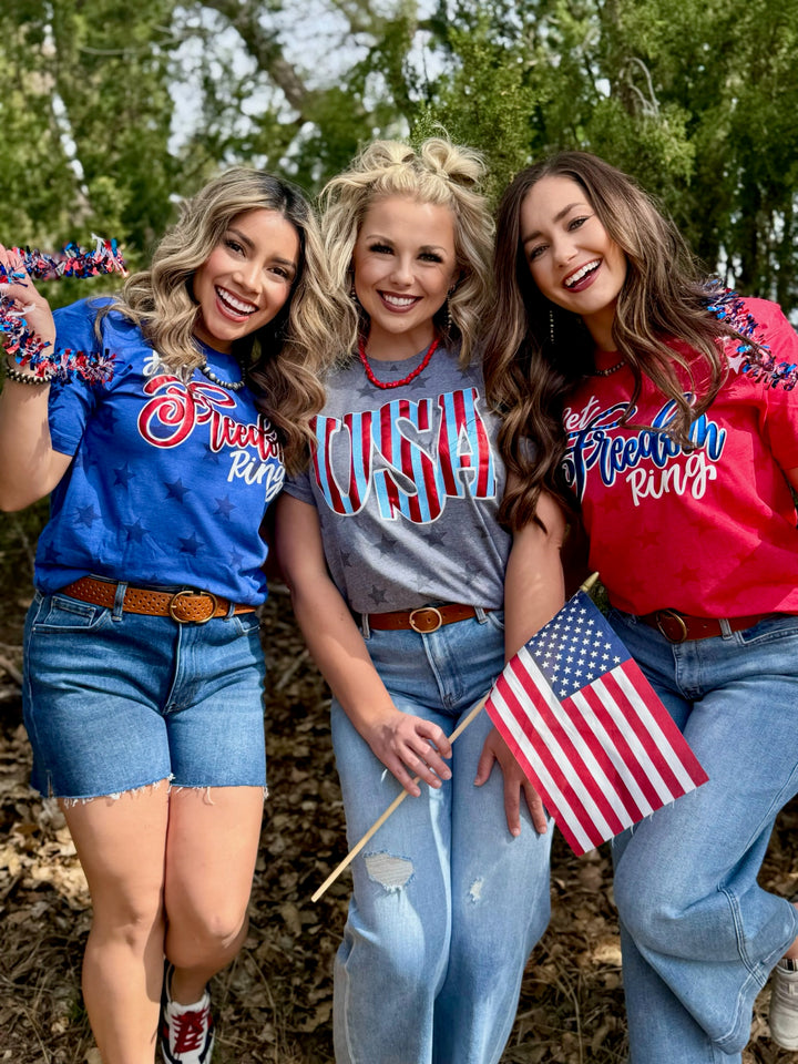 Let Freedom Ring with Metallic Puff Graphic Tee by Texas True Threads