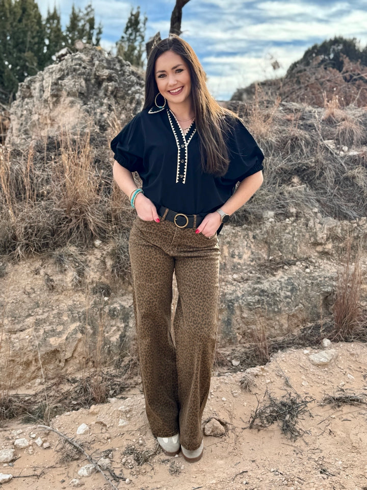 Kara Black Collared Blouse