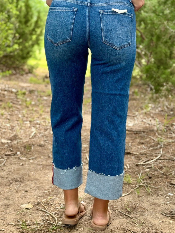 Simone Mid Rise Crop Cuffed Jeans by Risen