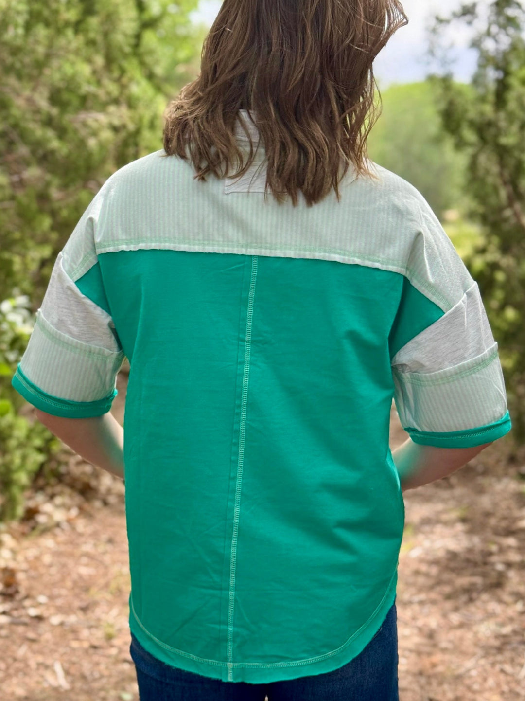 Jersey Exposed Hem Teal Top
