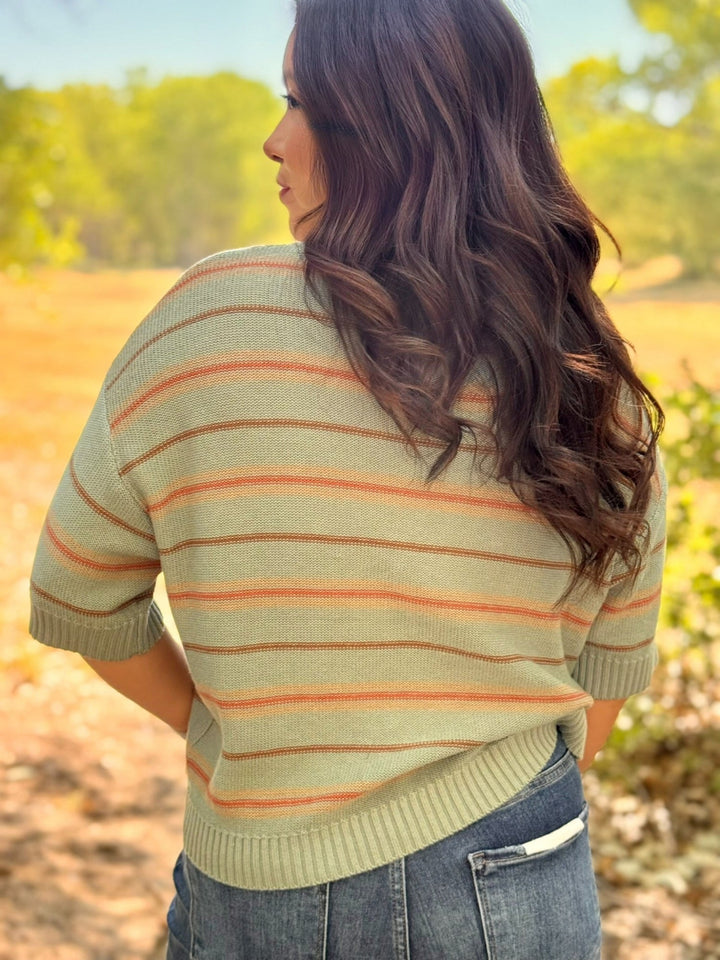 Andie Green Striped Sweater
