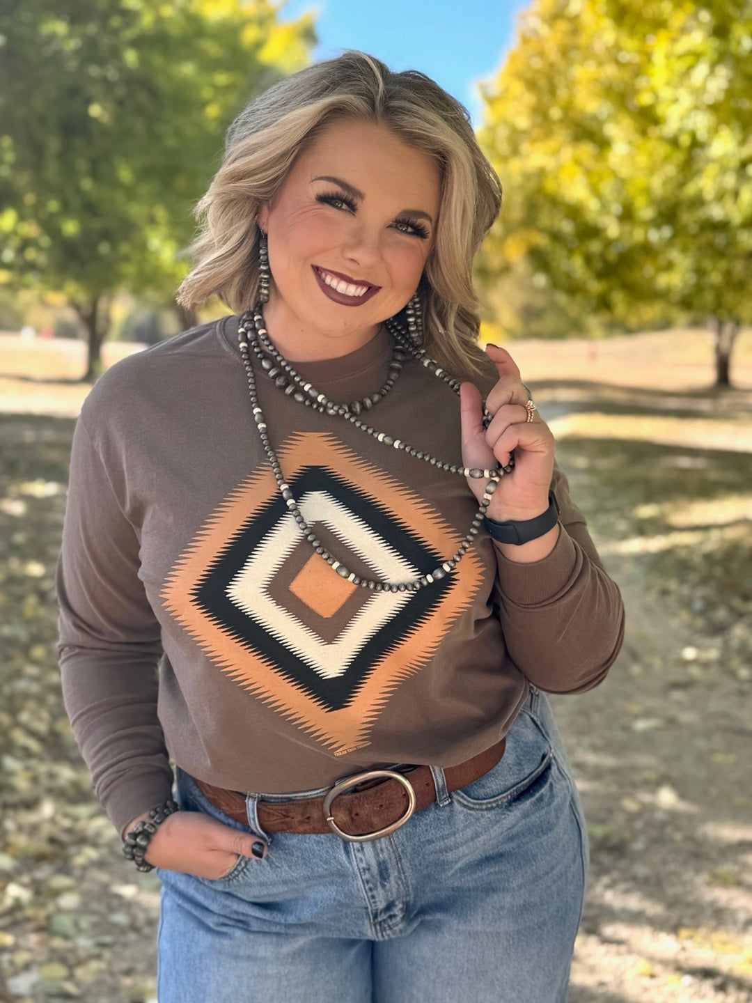 Zig Zag Aztec Graphic Tee by Texas True Threads