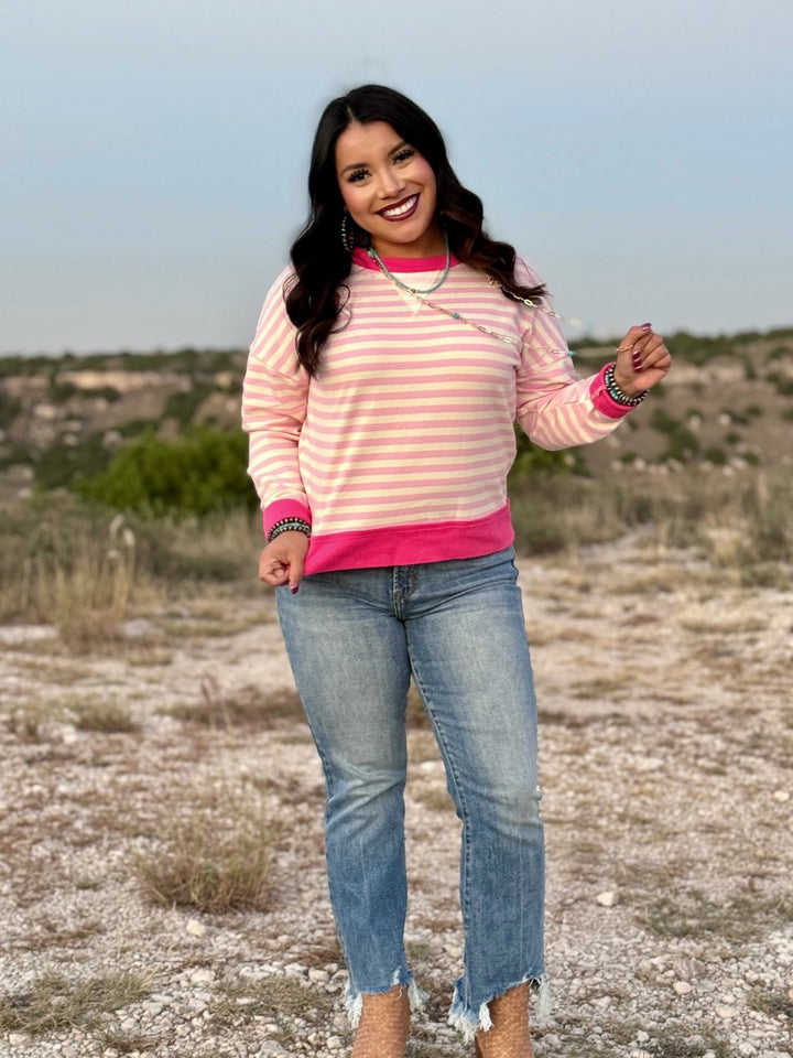 Kenna Pink & Cream Striped Top